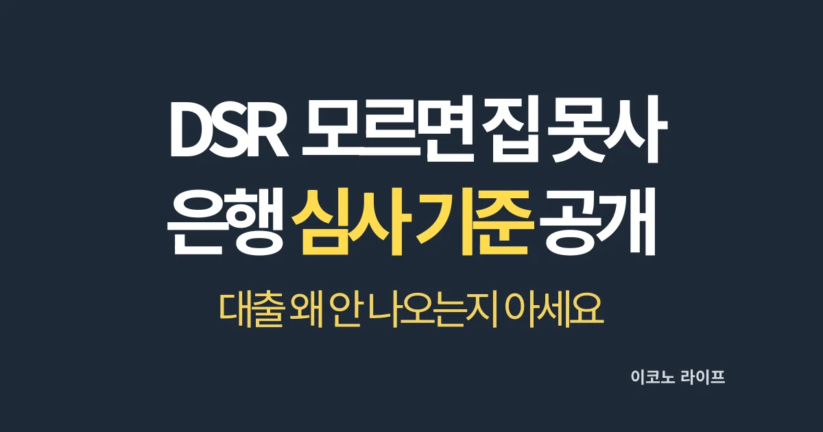 DSR 모르면 집 못 삽니다 은행 심사 기준 공개 설명