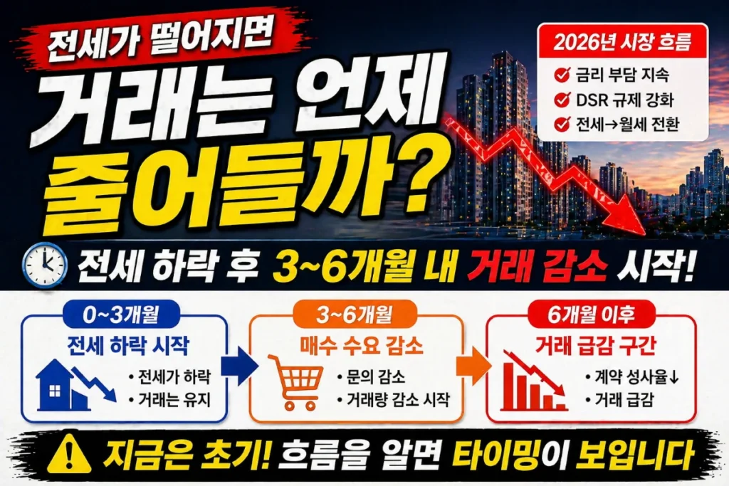 전세가 떨어지면 거래는 언제 줄어들까?