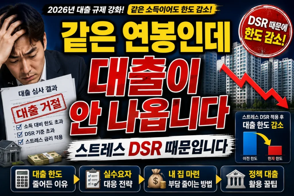 같은 연봉인데 대출이 안나옵니다. 스트레스 DSR 때문입니다