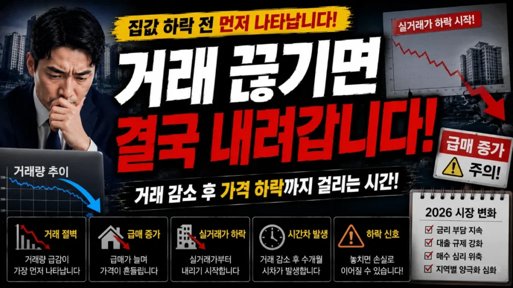 거래 끊기면 결국 내려갑니다. 집값 하락 전 먼저 나타납니다