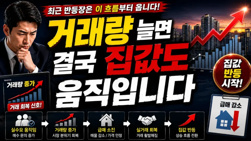 거래량 늘면 결국 집값도 움직입니다. 최근 반등장은 이 흐름부터 옵니다