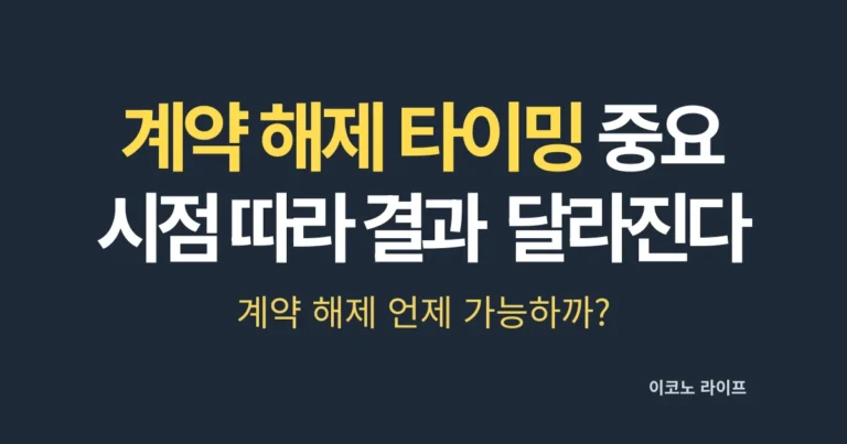 계약 해제 타이밍 중요, 시점 따라 결과 달라진다.