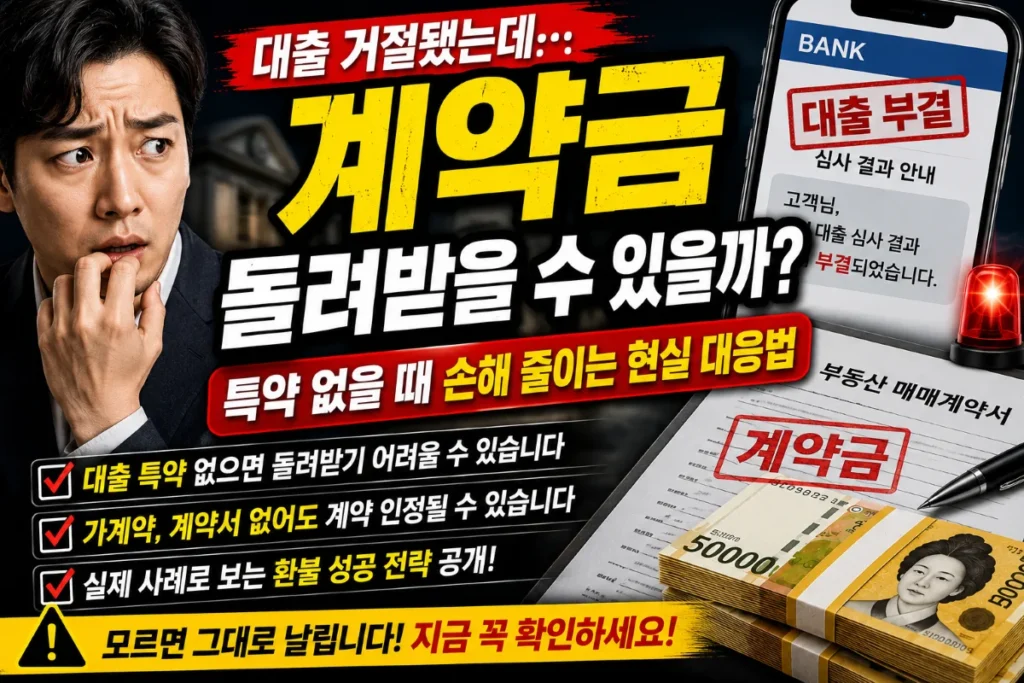 대출 거절됐는데 계약금 돌려받을 수 있을까?