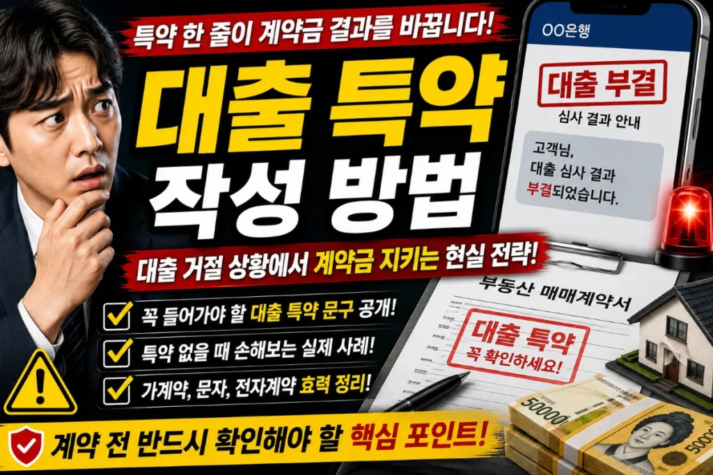 대출 특약 작성 방법, 특약 한 줄이 계약금 결과 바꾼다