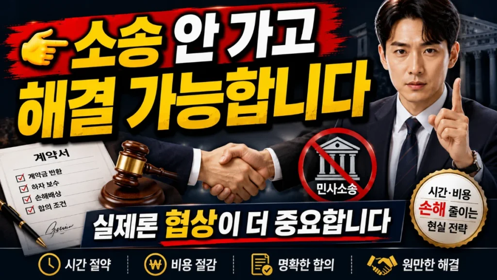 소송 안 가고 해결 가능합니다. 실제론 협상이 더 중요합니다