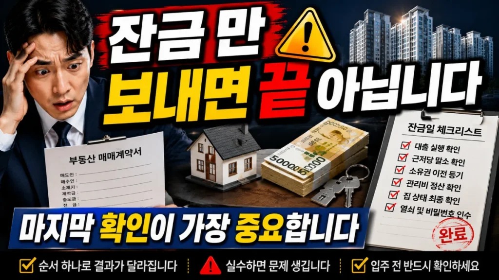 잔금만 보내면 끝이 아닙니다. 마지막 확인이 가장 중요합니다
