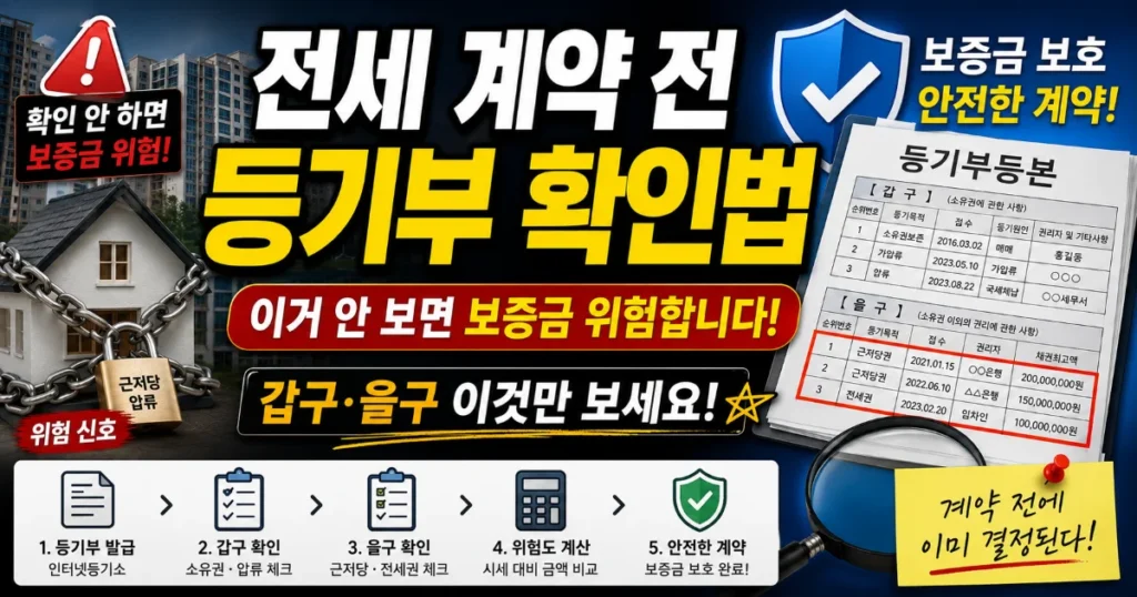 전세 계약 전  등기부 확인법, 이거 안 보면 보증금  위험