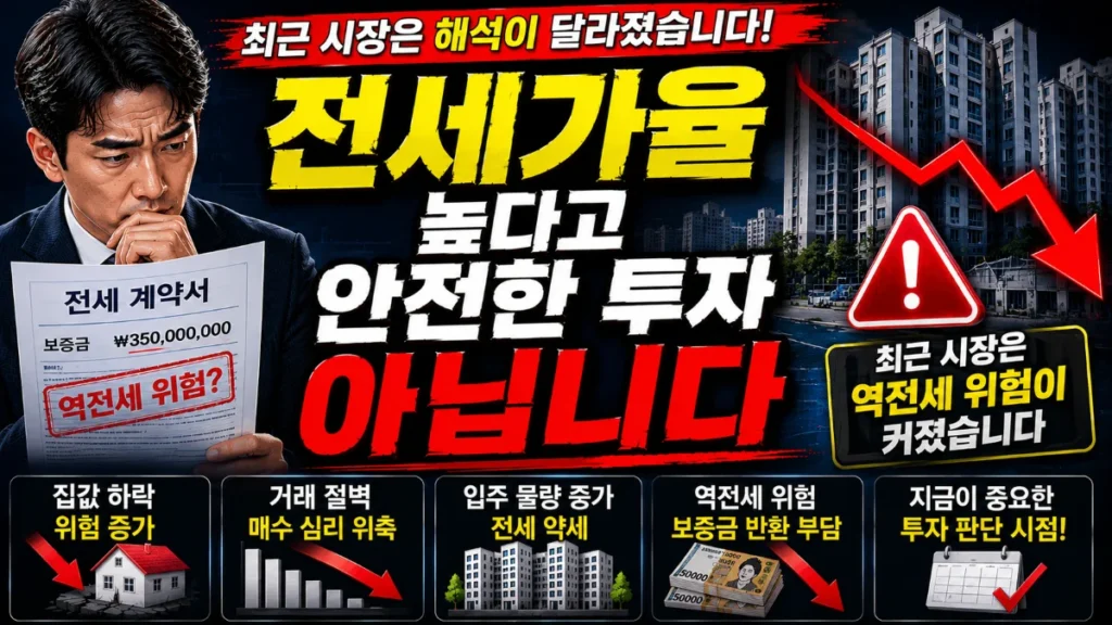 전세가율 높다고 안전한 투자 아닙니다. 최근 시장은 해석이 달라졌습니다
