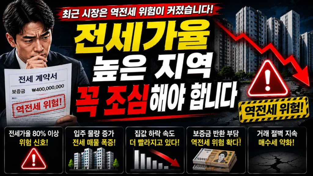 전세가율 높은 지역 꼭 조심해야 합니다. 최근 시장은 역전세 위험이 커졌습니다