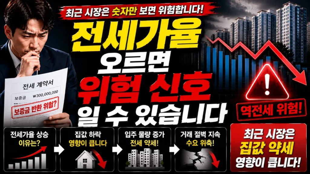 전세가율 오르면 위험 신호일 수 있습니다. 최근 시장은 숫자만 보면 위험합니다