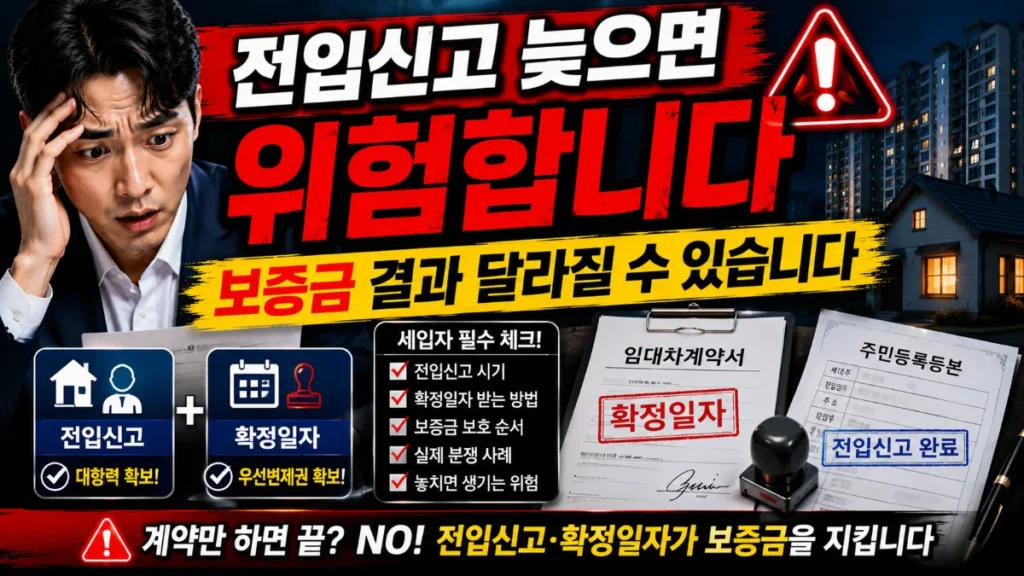 전입신고 늦으면 위험. 보증금 결과 달라질 수 있다