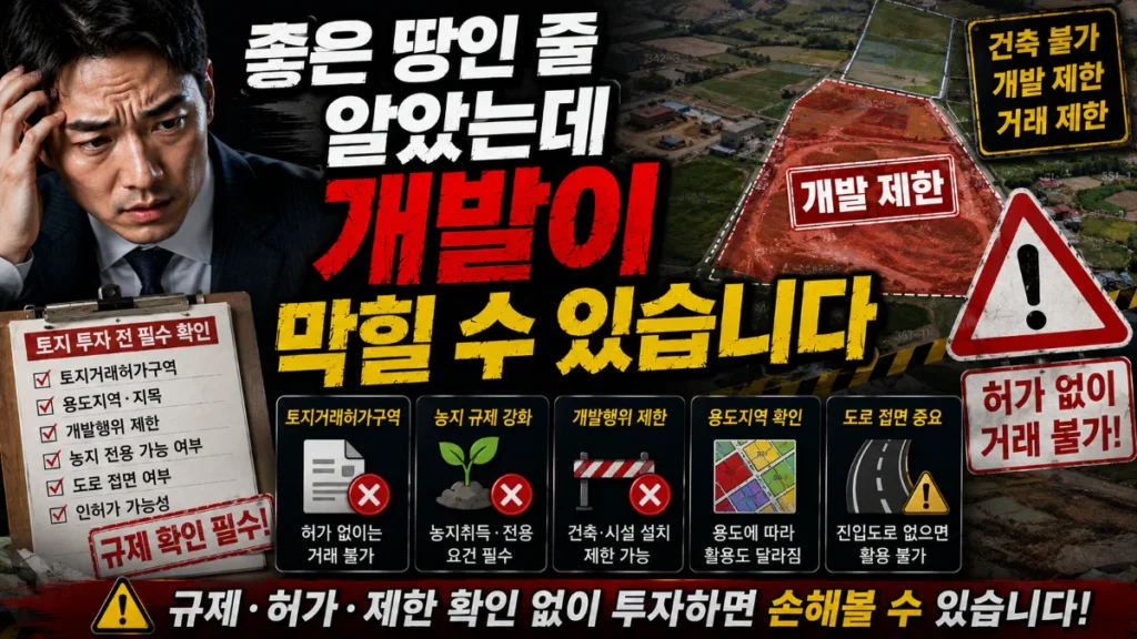 좋은 땅인줄 알았는데 개발이 믹힐 수 있습니다