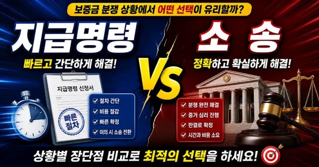 지급명령 vs 소송, 보증금 분쟁 상황에서 어떤 선택이 유리할까