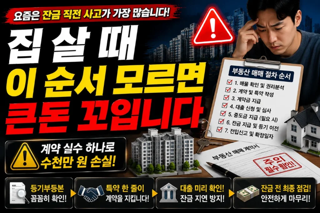 집 살 때 이 순서 모르면 큰 돈 꼬입니다. 요즘은 잔금 직전 사고가 가장 많습니다