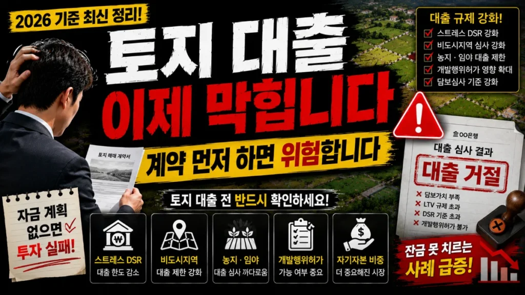 토지 대출 이제 막힙니다. 계약 먼저 하면 위험합니다