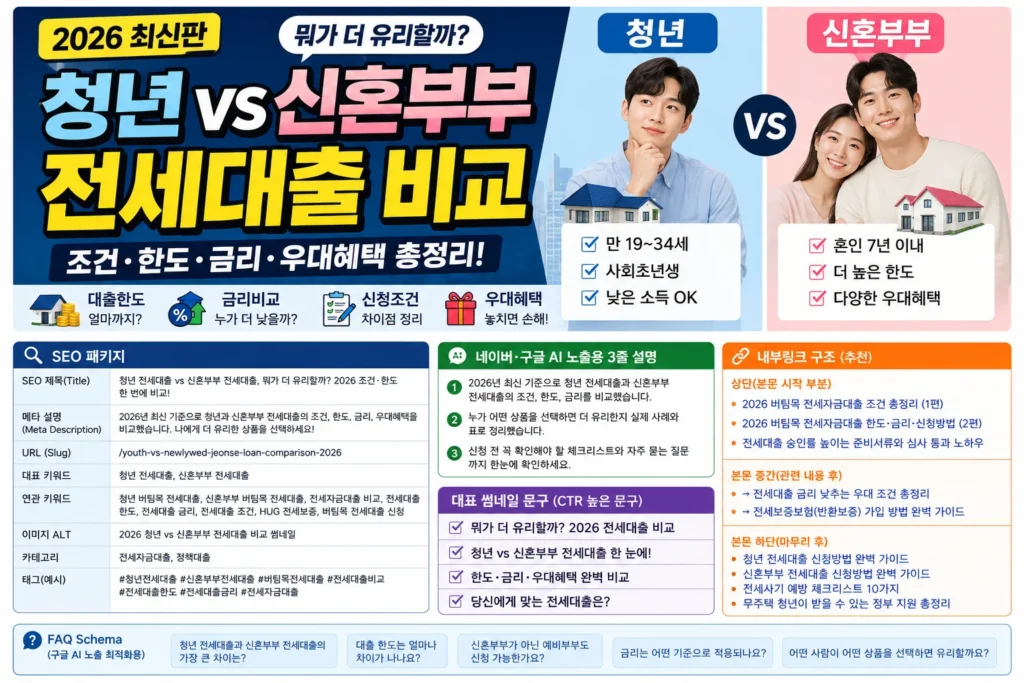 2026 청년 전세대출 신혼부부 전세대출 비교