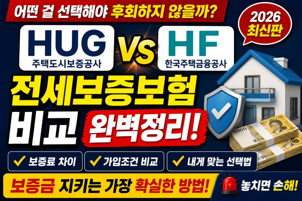 HUG·HF 전세보증보험 비교 완벽정리, 보증금 지키는 가장 확실한 방법