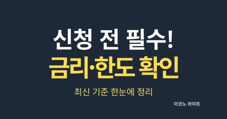 신청 전 필수! 금리·한도 확인, 최신 기준 한눈에 정리