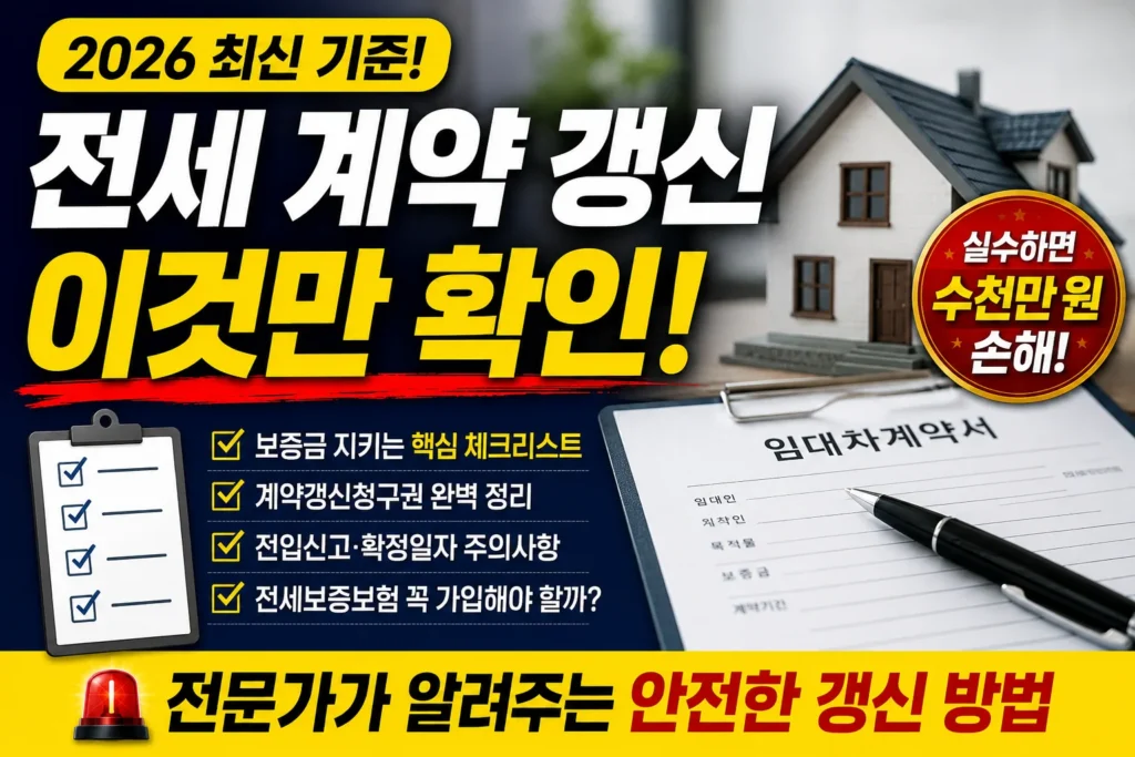 전세 계약 갱신 이것만 확인! 2026 최신 기준!