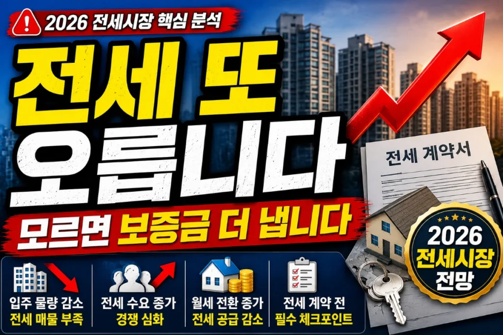 전세 또 오릅니다. 모르면 보증금 더 냅니다. 2026 전세시장 핵심 분석