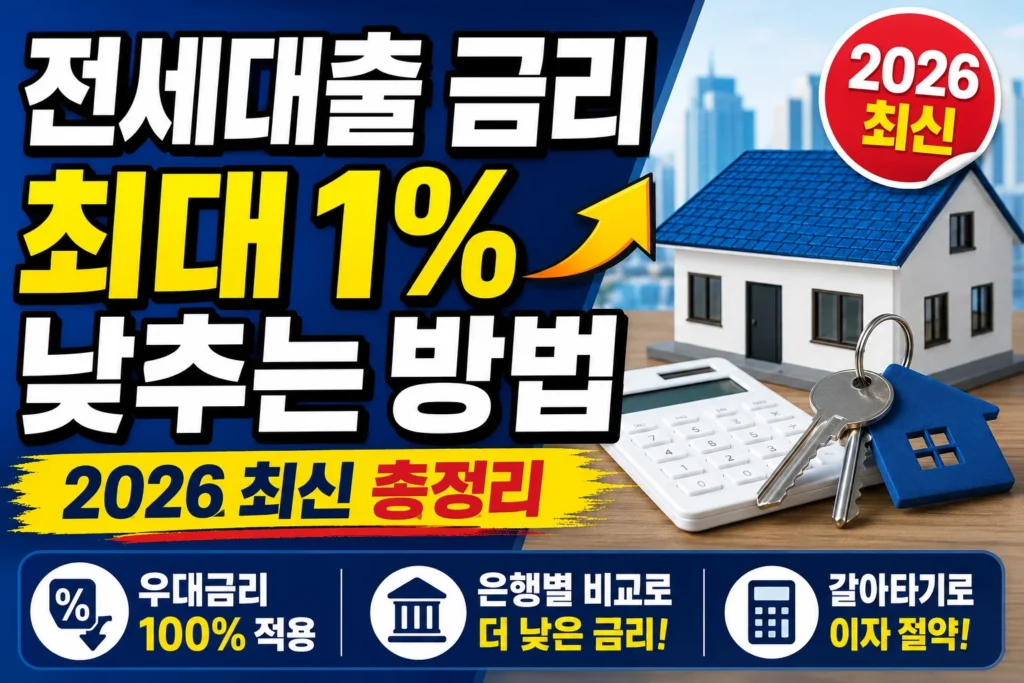 
전세대출 금리 최대 1% 낮추는 방법, 2026 최신 총정리
