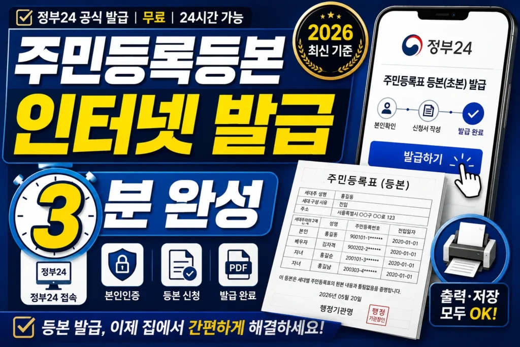 주민등록등본 인터넷 발급 3분 완성