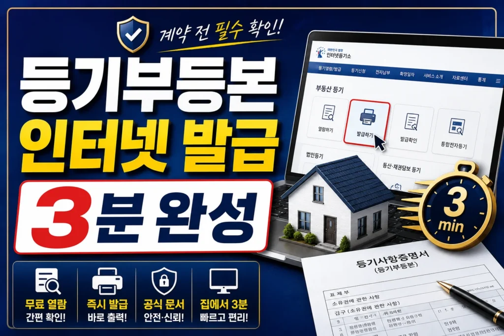 등기부등본 인터넷 발급 3분 완성