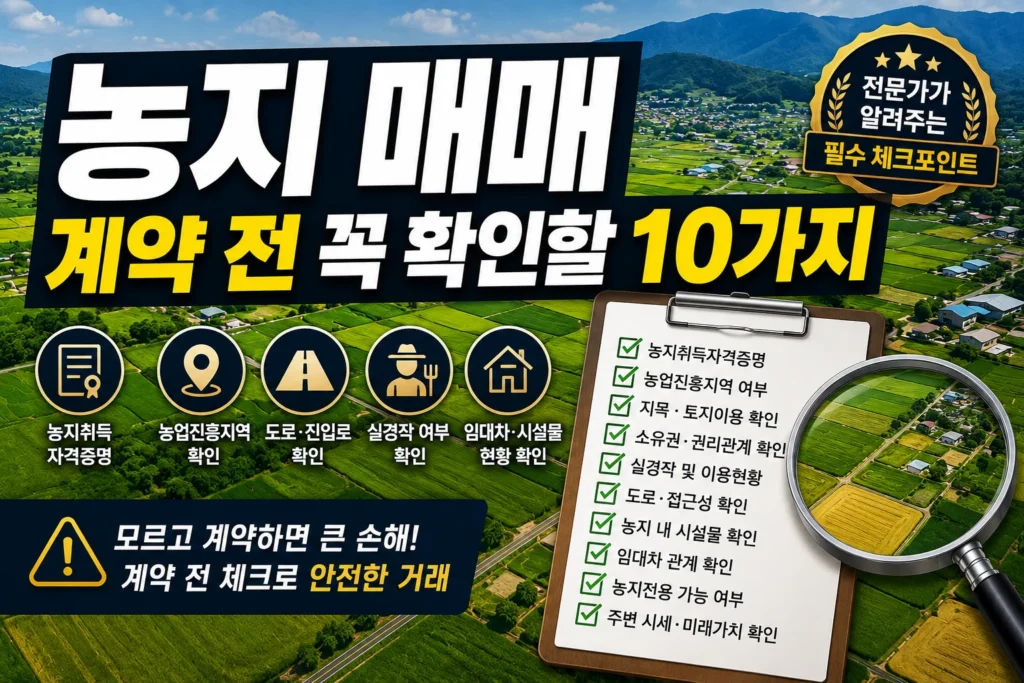 농지 매매, 계약 전 꼭 확인할 10가지