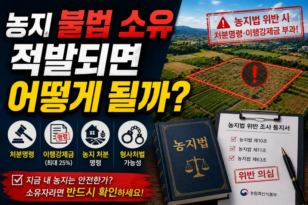 농지 불법 소유 적발되면 어떻게 될까?