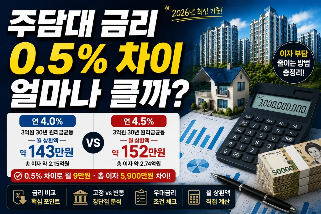 주담대 금리 0.5% 차이 얼마나 클까?