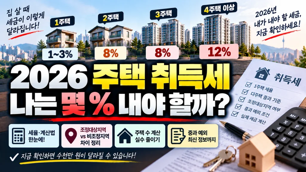 2026 주택 취득세 나는 몇% 내야 할까?