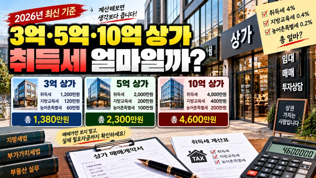 3억·5억·10억 상가 취득세 얼마일까?