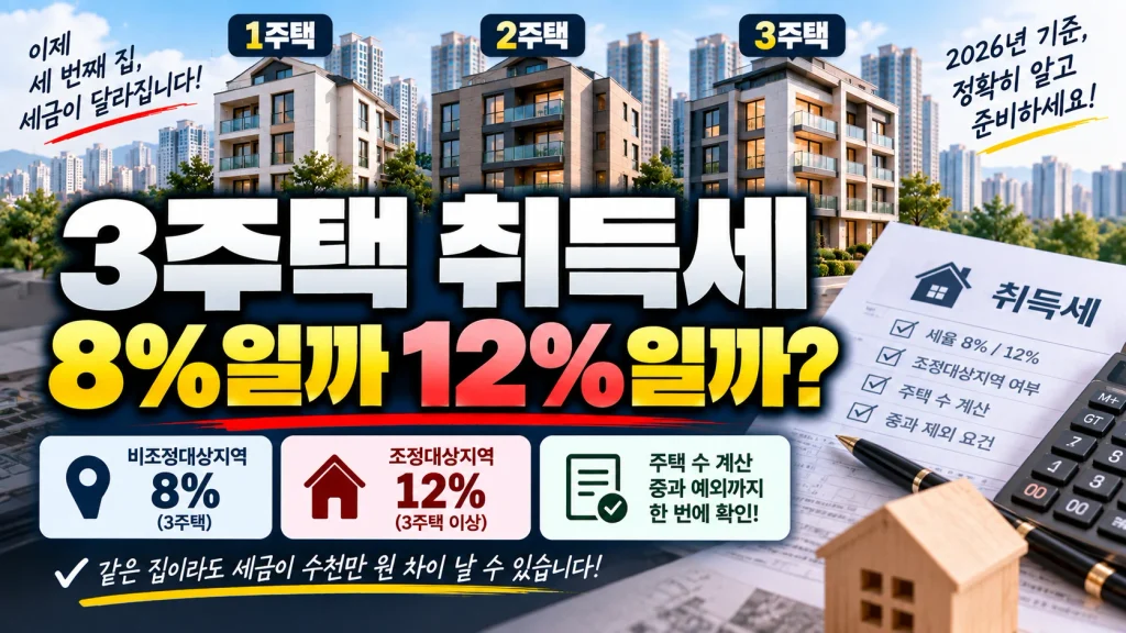3주택 취득세 8%일까 12%일까?