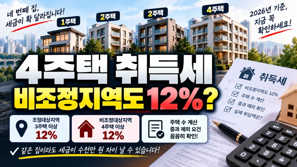 4주택 취득세 비조정지역도 20%?