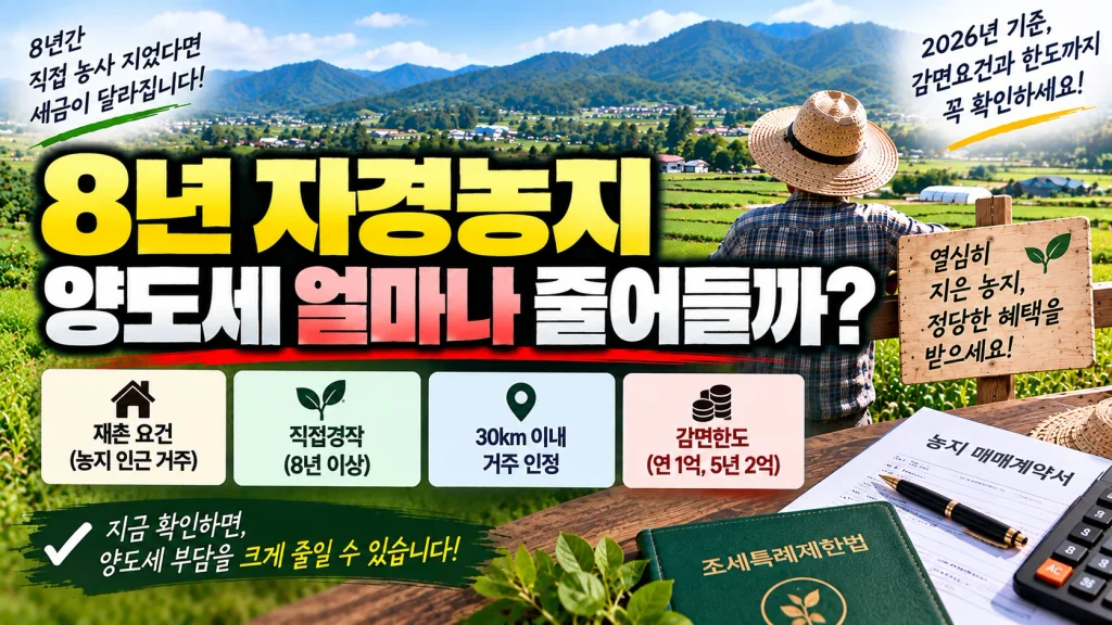 8년 자경농지 양도세 얼마나 줄어들까?