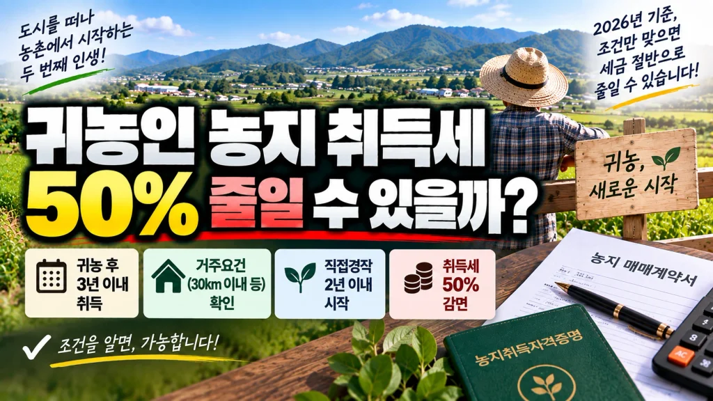 귀농인 농지 취득세 50% 줄일 수 있을까?