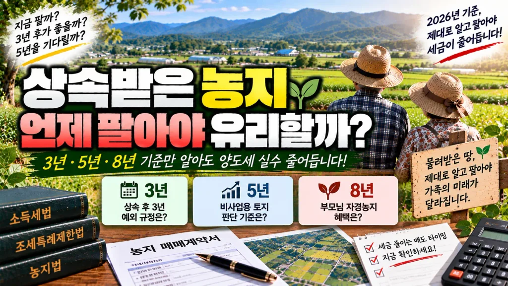 상속받은 농지 언제 팔아야 유리할까?