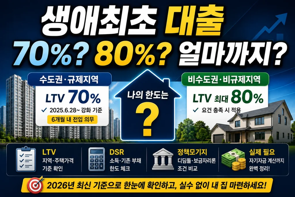생애최초 대출 70%? 80%? 얼마까지?