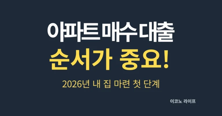 아파트 매수 대출 순서가 중요! 2026년 내 집 마련 첫 단계