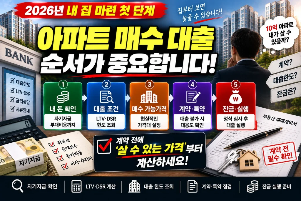 아파트 매수 대출 순서가 중요합니다