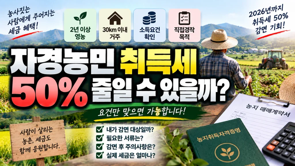 자경농민 취득세 50% 줄일 수 있을까?