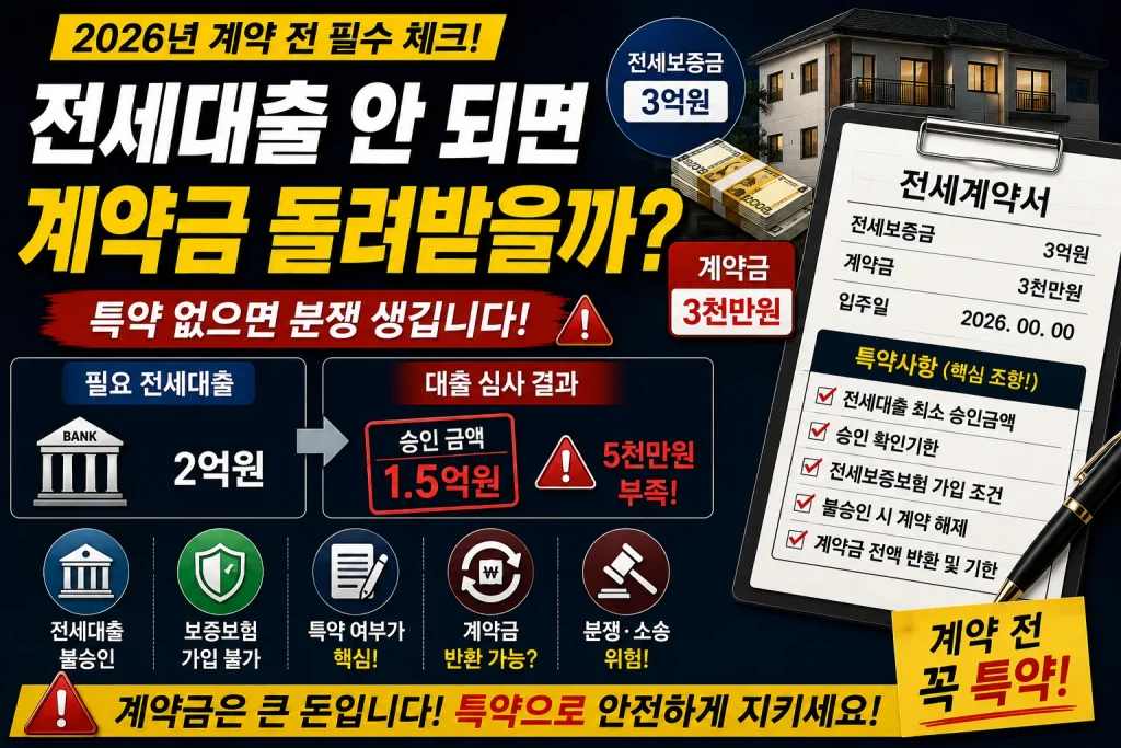 전세대출 안되면 계약금 돌려받을까?