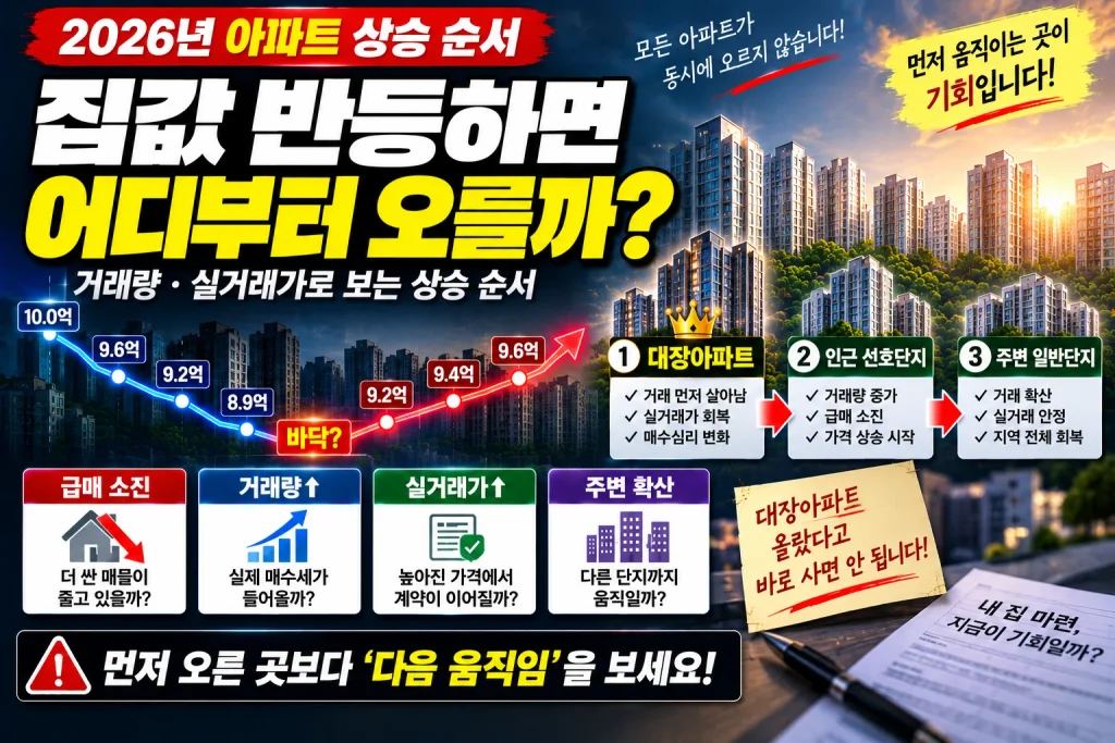 집값 반등 시작하면 어디부터 오를까? 2026년 아파트 상승 순서