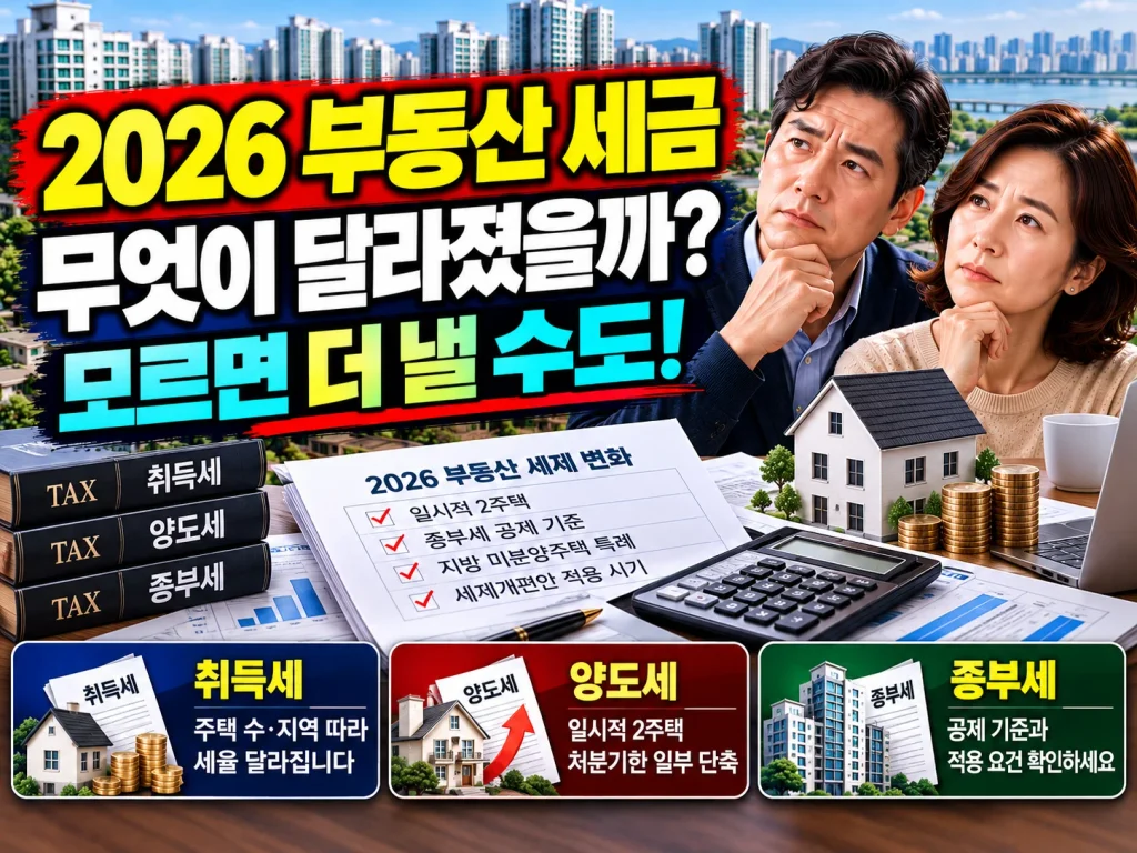 2026 부동산 세금 무엇이 달라졌을까? 모르면 더 낼 수도!