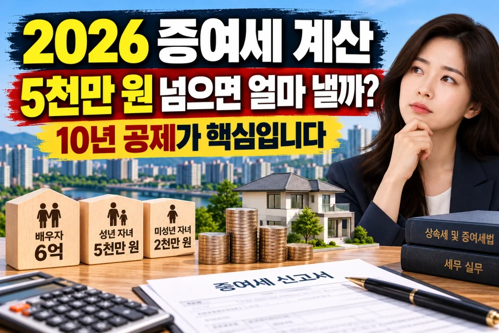 2026 증여세 계산, 5천만 원 넘으면 얼마 낼까?