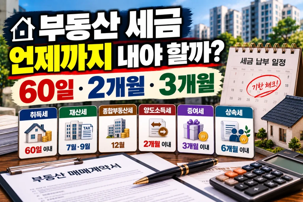 부동산 세금 언제까지 내야 할까? 60일·2개월·3개월