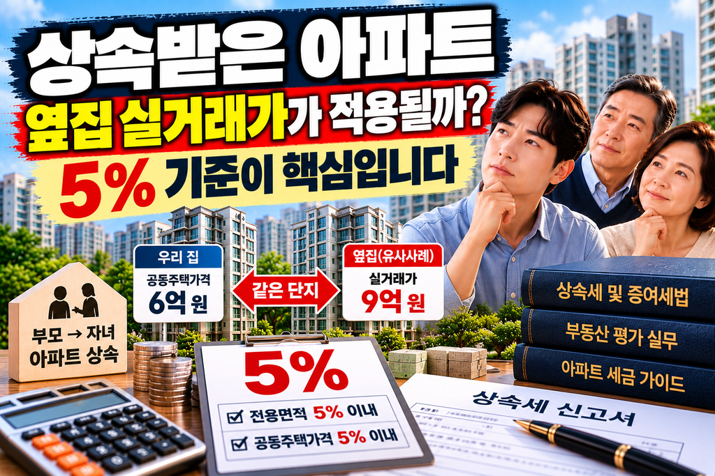 상속받은 아파트 옆집 실거래가가 적용될까, 5% 기준이 핵심!