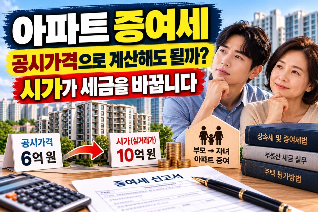 아파트 증여세 공시가격으로 계산해도 될까? 시가가 세금을 바꾼다