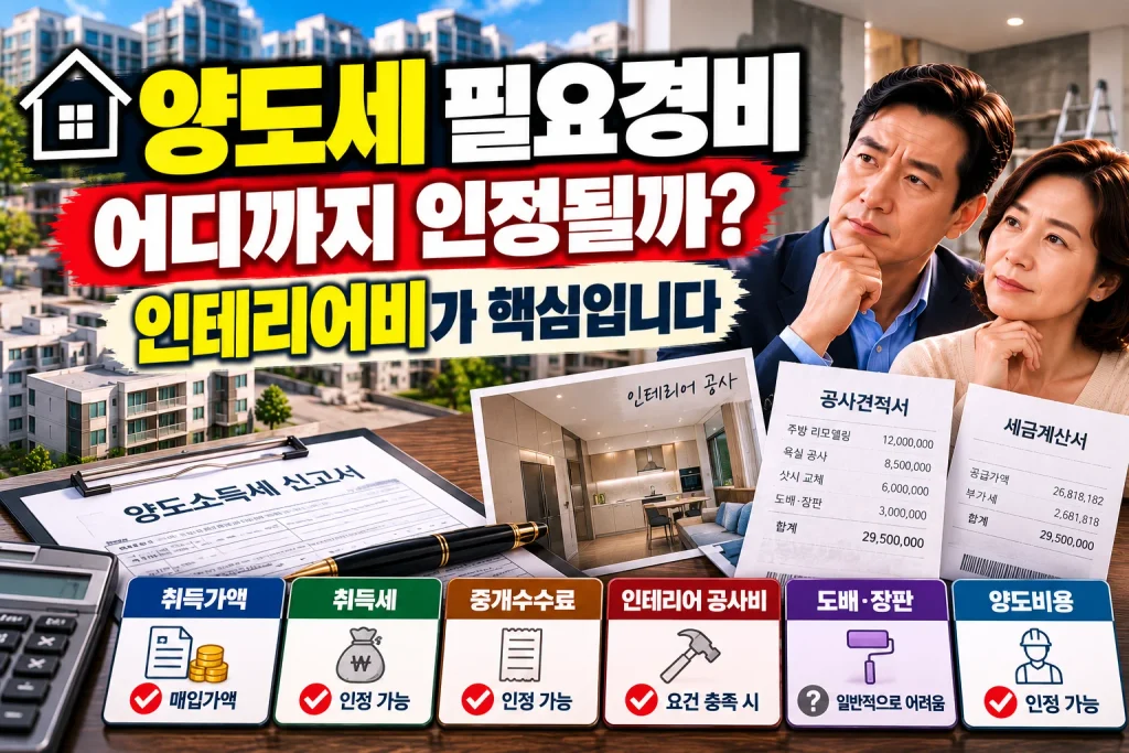 양도세 필요경비 어디까지 인정될까? 인테리어비가 핵심입니다