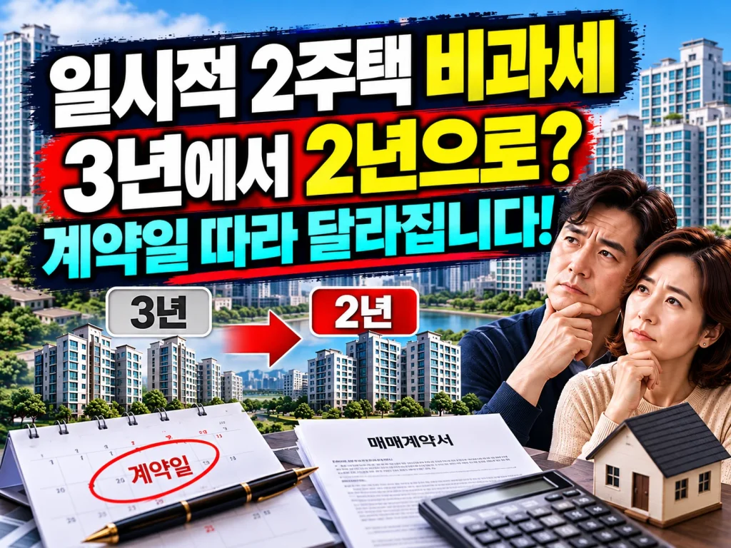 일시적 2주택 비과세, 3년에서 2년으로? 계약일 따라 달라집니다!